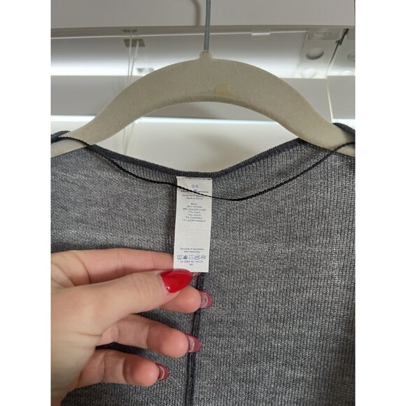 LULULEMON After Asana Wrap Open Front Charcoal Gray & Light Gray Cardigan Pocket - Picture 3 of 5